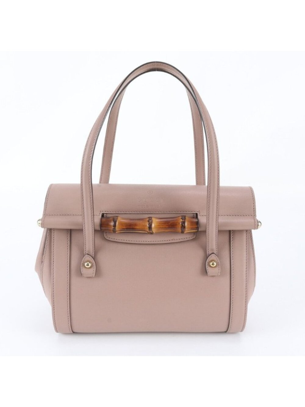 Gucci Bamboo Leather Handbag Tote Gold